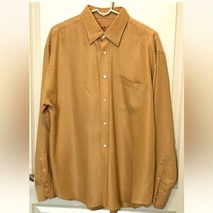 Bugatchi UOMO Men’s Long Sleeve Gold/Harvest Yellow Dress Shirt Men’s Large